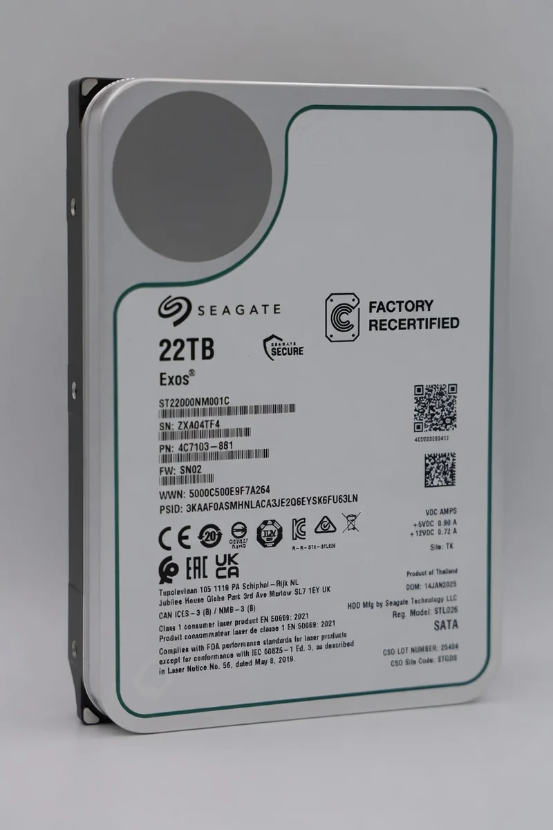 Seagate Exos 22 TB SATA Recertified Hard Drive - ST22000NM001C